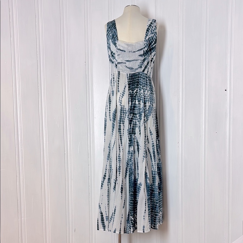 MICHAEL KORS Blue & White 100% cotton Tie-Dye Maxi Dress – Size L - Picture 5 of 7